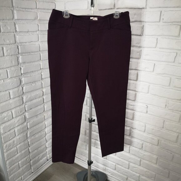 Merona Modern Ladies Size 10 Stretch Burgundy Narrow Legs Pants - Picture 1 of 11